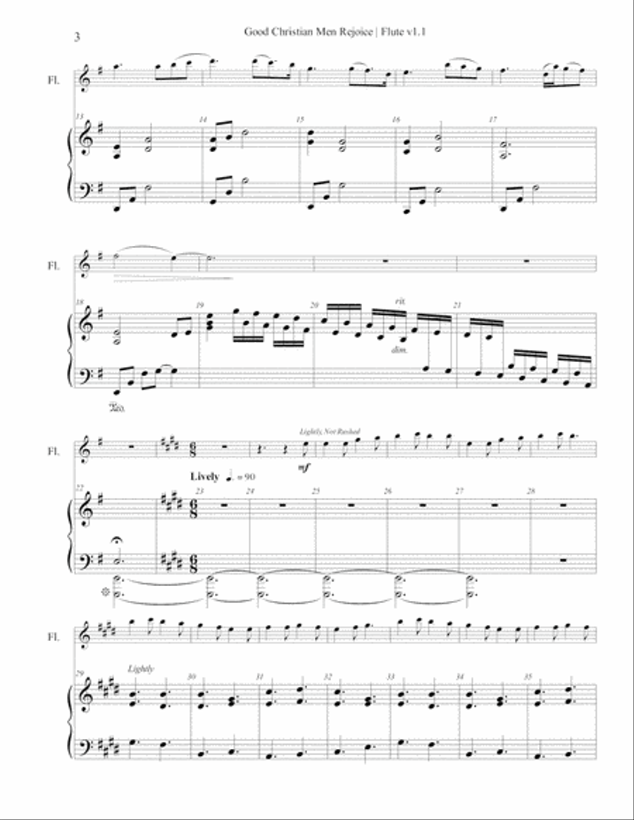 Good Christian Men Rejoice-Flute & Piano Flute Solo scores gallery preview page 3