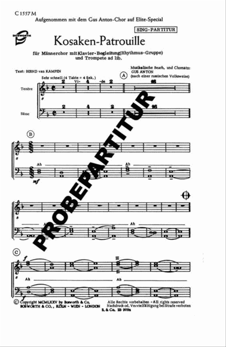 Kosaken-Patrouille Men's Choir scores gallery preview page 1