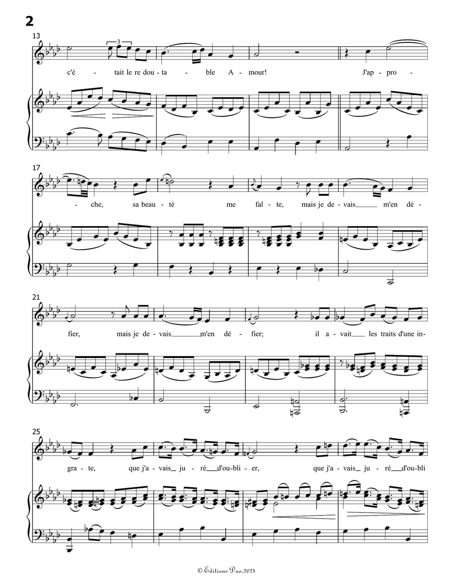Dans un bois solitaire, by Mozart, K.308/295b, in A flat Major Piano, Vocal scores gallery preview page 4