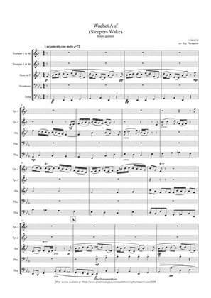 Bach: Wachet Auf (Sleepers Wake) from Cantata 140 - brass quintet