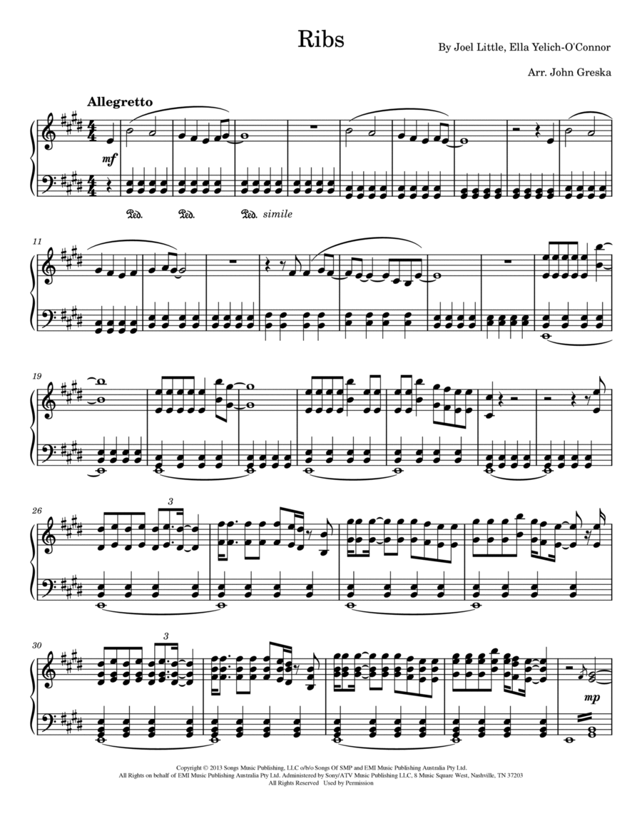 Ribs Piano Solo scores gallery preview page 1