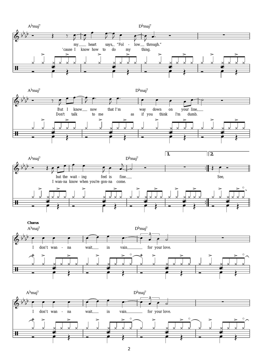 Waiting In Vain Drum Set scores gallery preview page 2