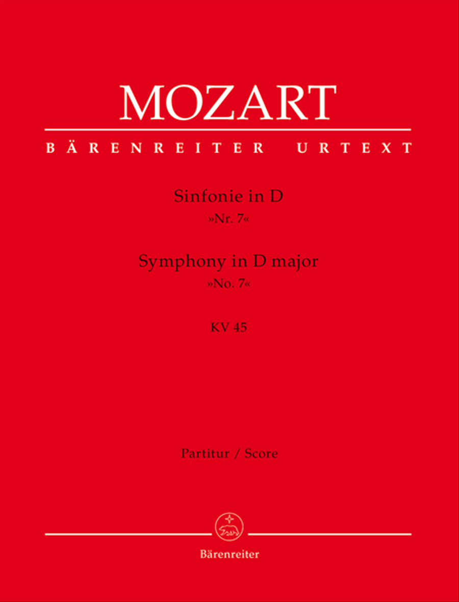 Symphony, No. 7 D major, KV 45 by Wolfgang Amadeus Mozart Chamber Orchestra - Sheet Music