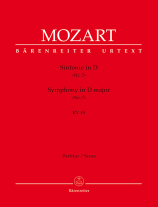 Book cover for Symphony, No. 7 D major, KV 45
