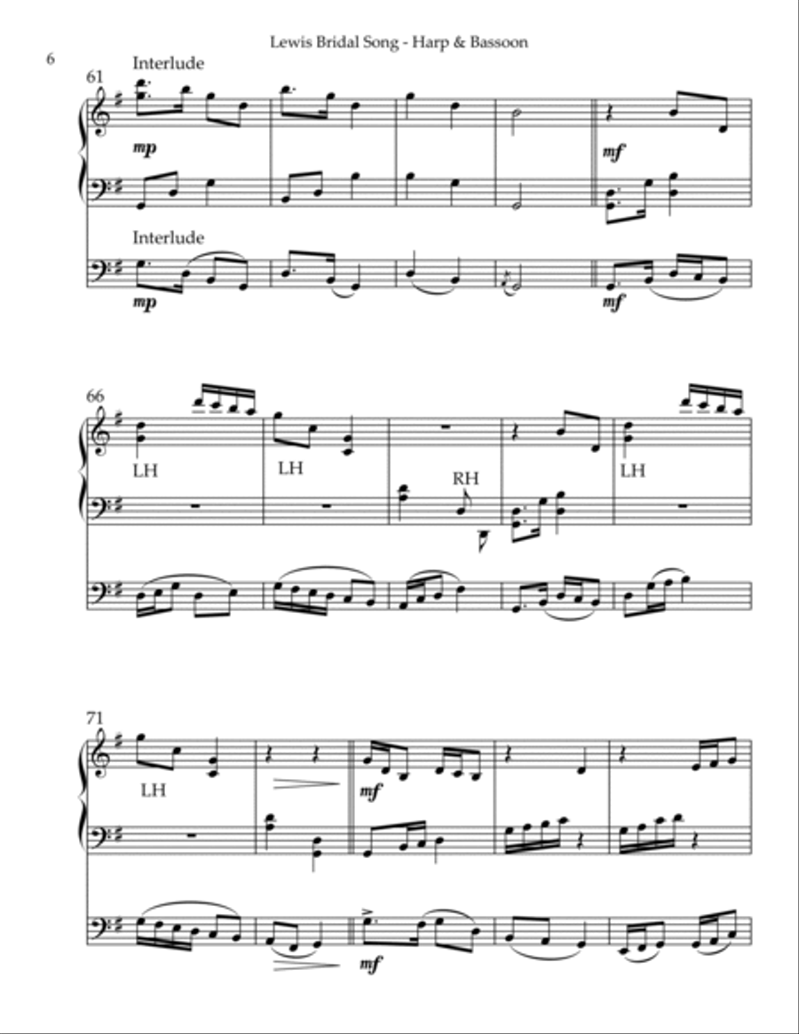 Lewis Bridal Song/Mairi’s Wedding, Duet for Bassoon & Harp Bassoon scores gallery preview page 6