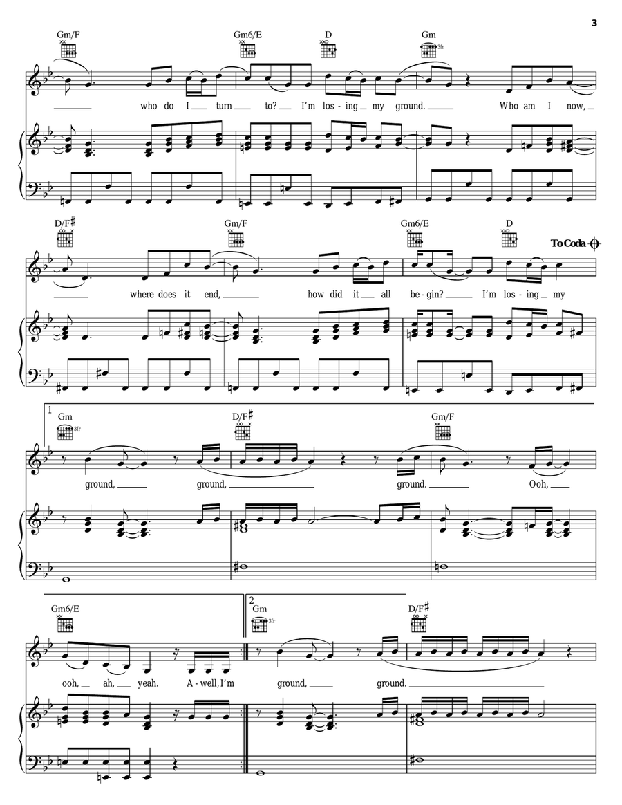 Losing My Ground Losing My Ground Piano, Vocal, Guitar scores gallery preview page 3