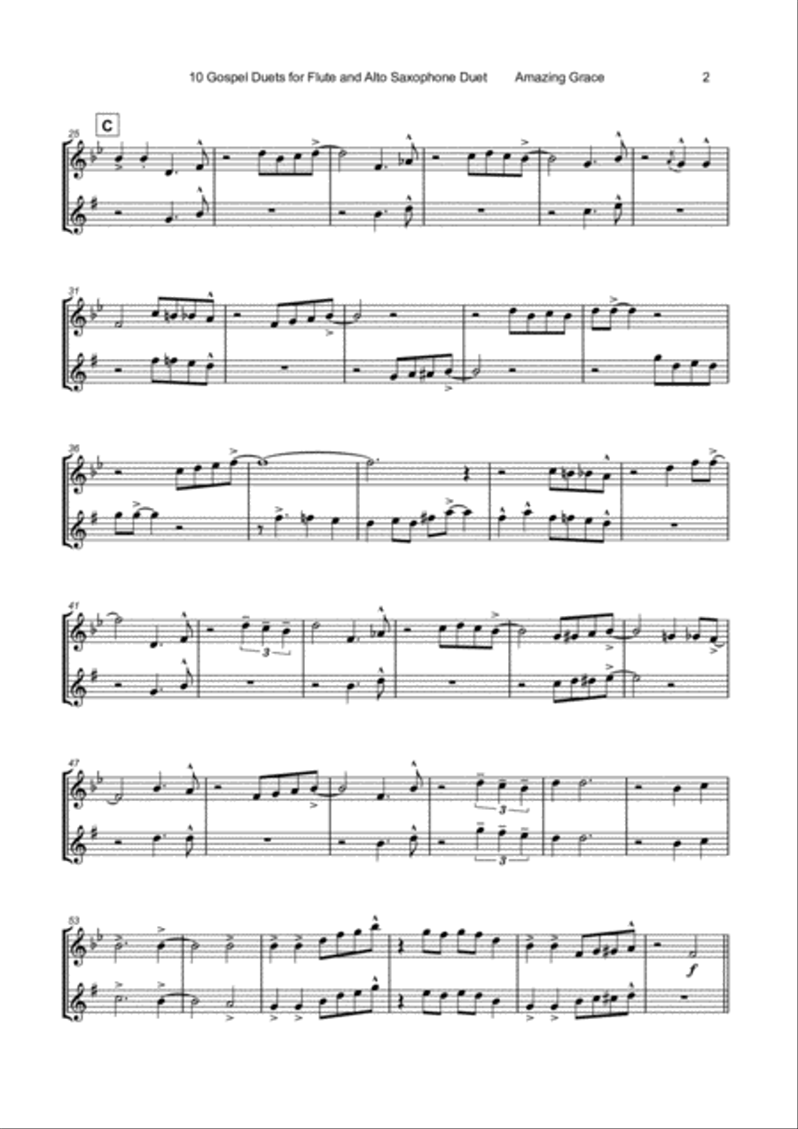 10 Gospel Duets for Flute and Alto Saxophone Woodwind Duet scores gallery preview page 4