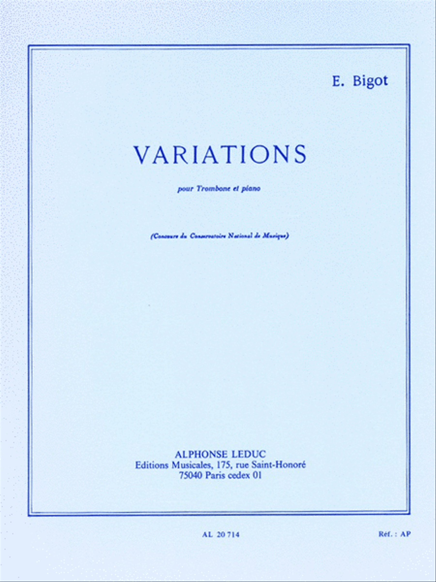 Variations (trombone And Piano) Piano Accompaniment scores gallery preview page 1