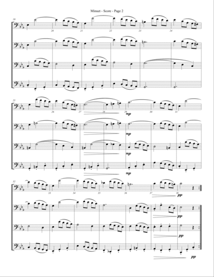 Minuet for Trombone or Low Brass Quartet Brass Quartet scores gallery preview page 2