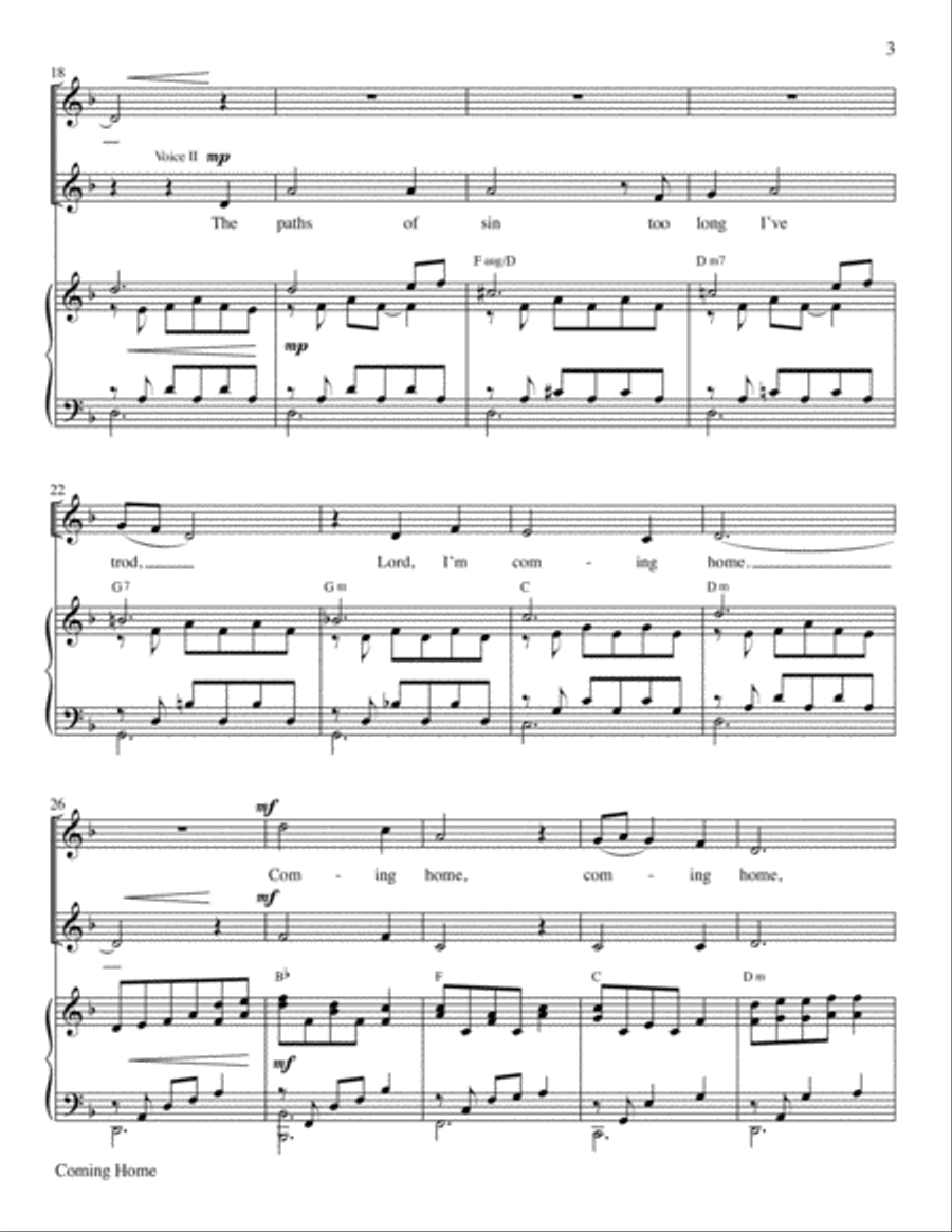 Coming Home Voice scores gallery preview page 3