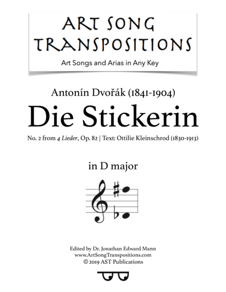 DVORÁK: Die Stickerin, Op. 82 no. 2 (transposed to D major)