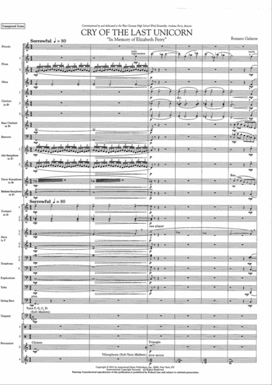 Cry of the Last Unicorn Concert Band scores gallery preview page 3