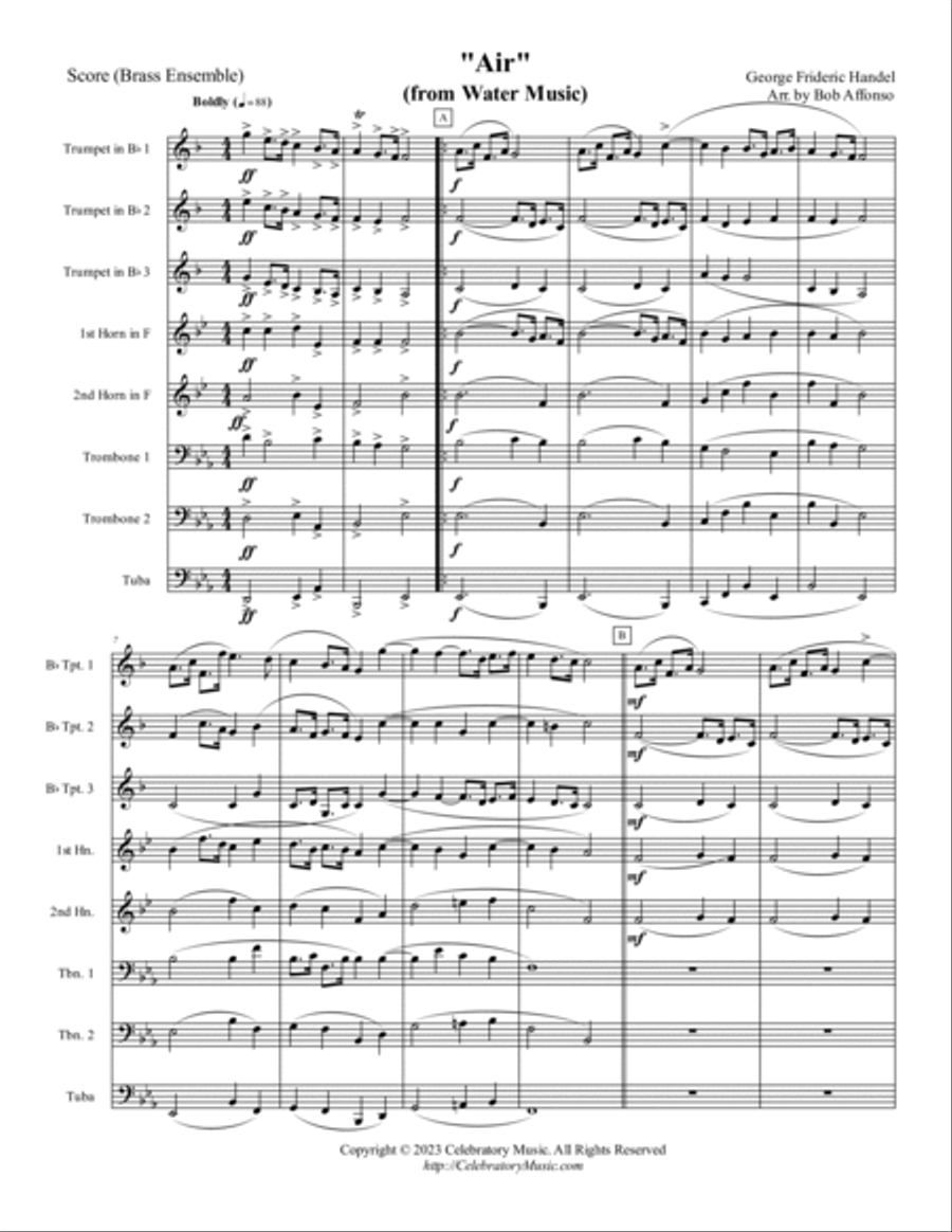 Air (from Water Music) Brass Ensemble scores gallery preview page 2