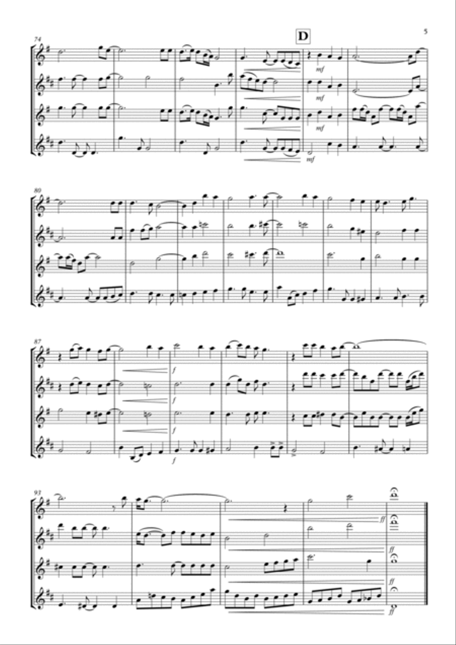 Bridge Over Troubled Water Saxophone Quartet scores gallery preview page 5