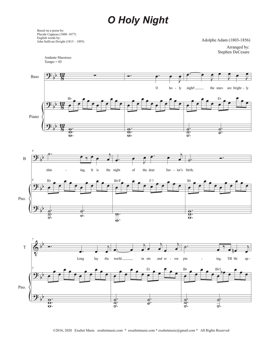 O Holy Night (2-part choir (TB) - Medium/Low Key - Alternate Version) TB scores gallery preview page 2