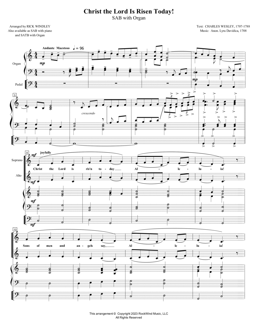 Christ the Lord is Risen Today! with Organ Accompaniment 3-Part scores gallery preview page 1