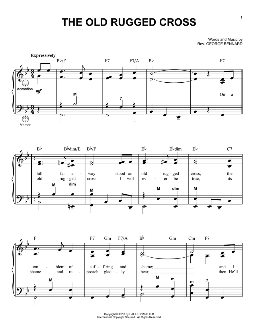 The Old Rugged Cross The Old Rugged Cross Piano scores gallery preview page 1