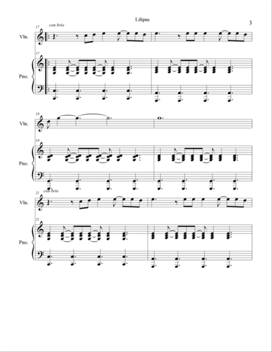 Lilypas violin-piano reduction of the Lilypas entrance orchestral version Violin scores gallery preview page 4