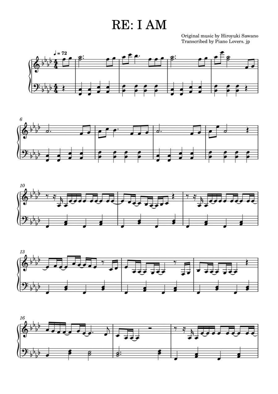Re: I Am Piano Solo scores gallery preview page 1