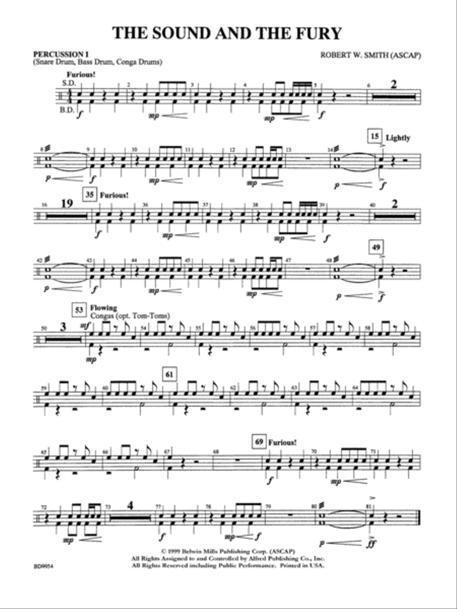 The Sound and the Fury: 1st Percussion Concert Band scores gallery preview page 1