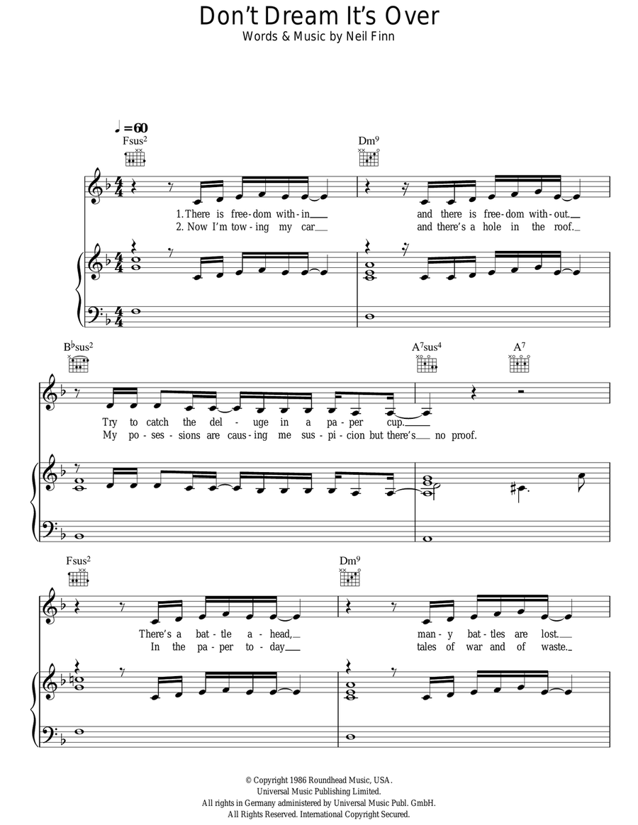 Don't Dream It's Over Don't Dream It's Over Acoustic Guitar scores gallery preview page 1