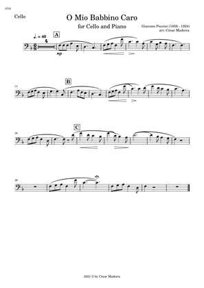 O Mio Babbino Caro by Puccini - Cello and Piano (Individual Parts)