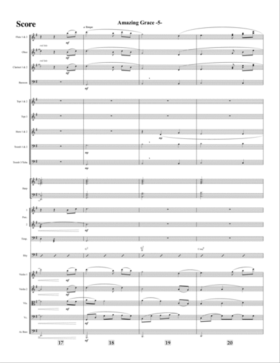 Amazing Grace - 8 Core Orchestra Full Orchestra scores gallery preview page 5