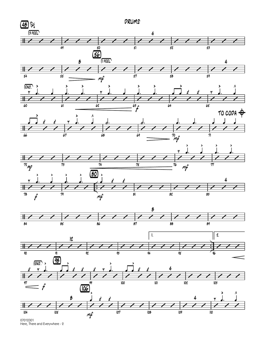 Here, There and Everywhere - Drums Jazz Ensemble scores gallery preview page 2