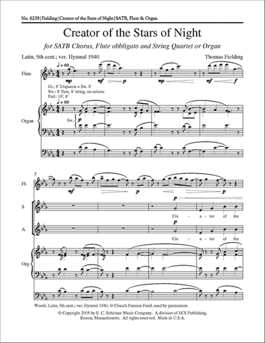 Creator of the Stars of Night (Choral Score) 4-Part scores gallery preview page 1