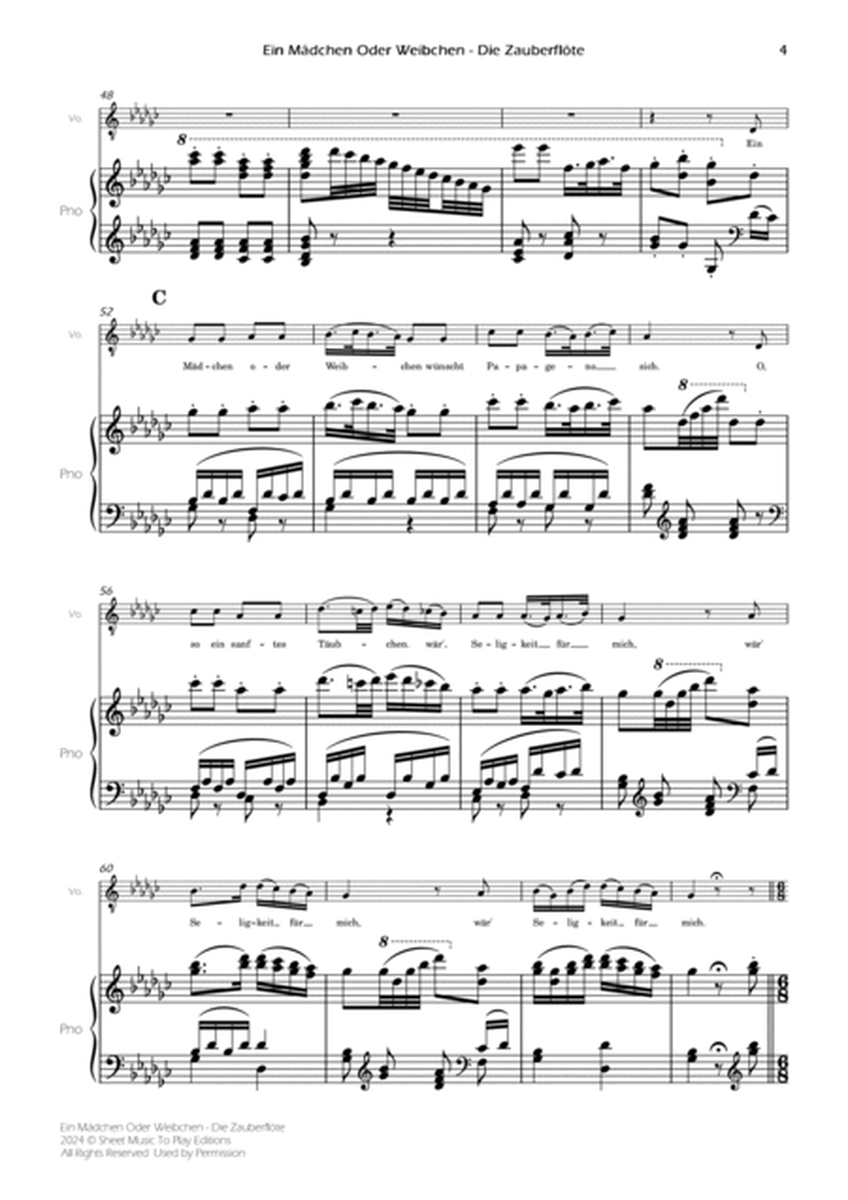 Ein Mädchen Oder Weibchen - Voice and Piano - Gb Major (Full Score and Parts) image number null