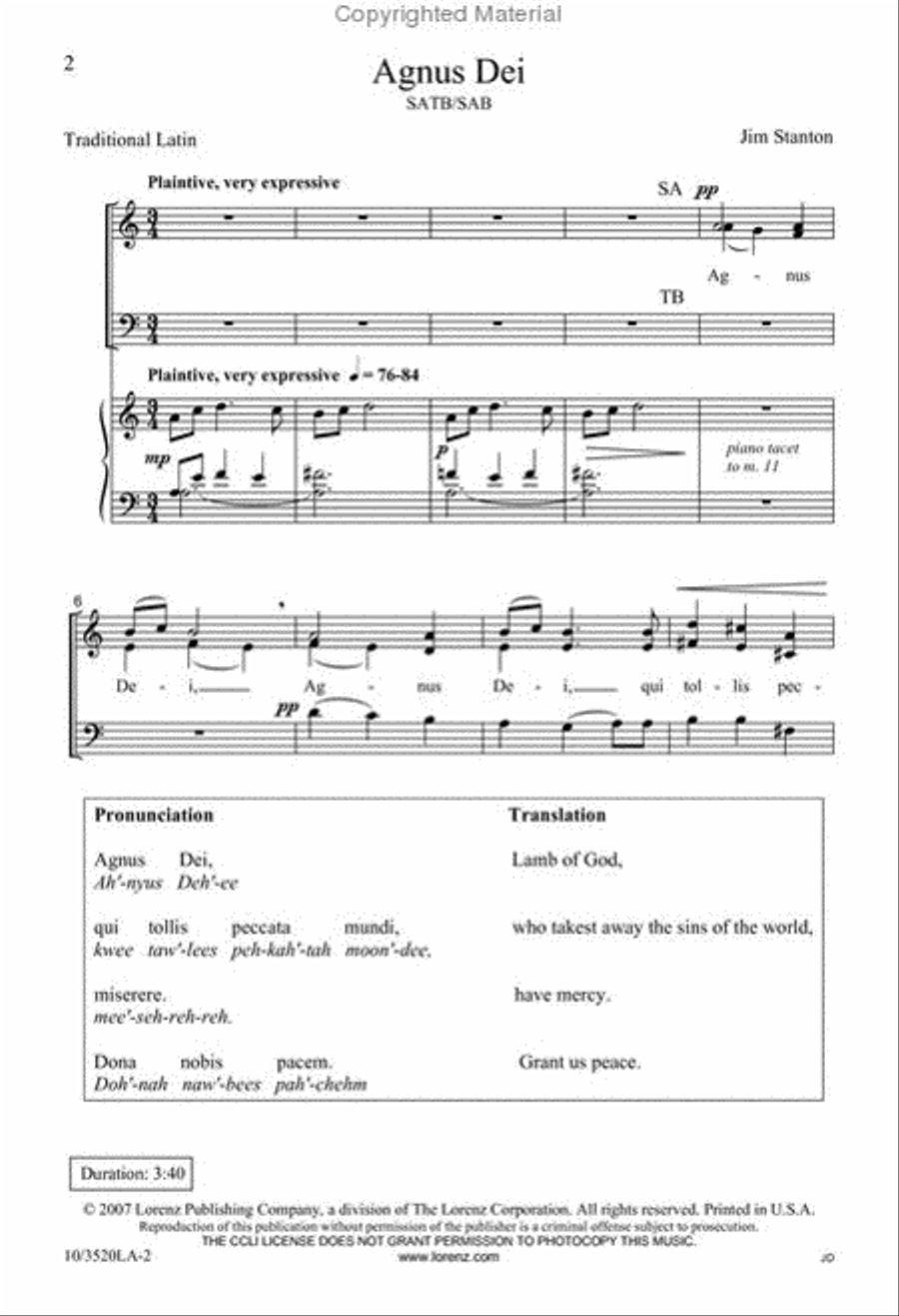 Agnus Dei 4-Part scores gallery preview page 2