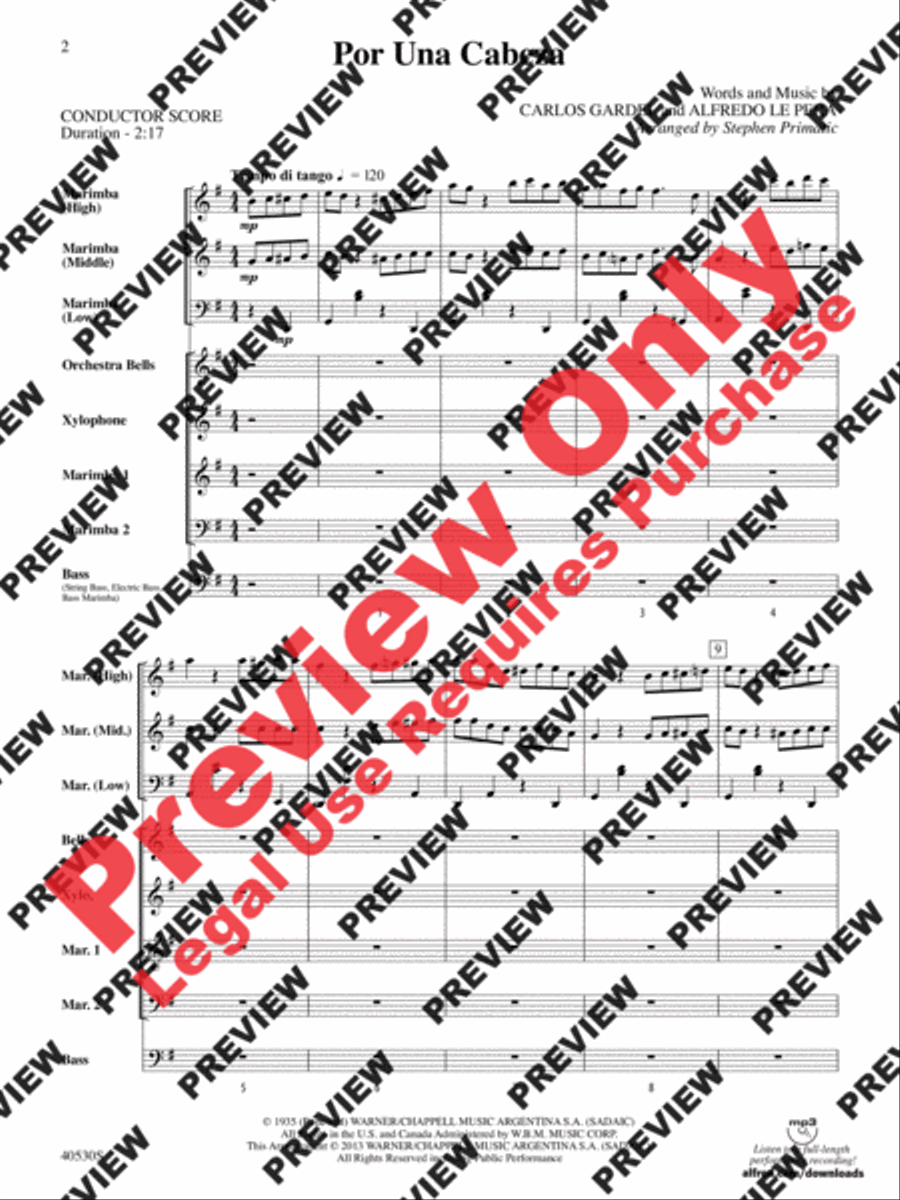 Por Una Cabeza Percussion Ensemble scores gallery preview page 11