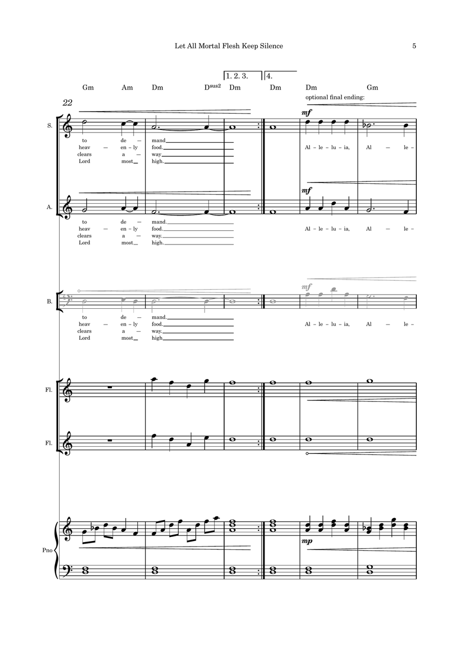 Let All Mortal Flesh Keep Silence Vocal duet flute duet and Piano Flute Duet scores gallery preview page 5