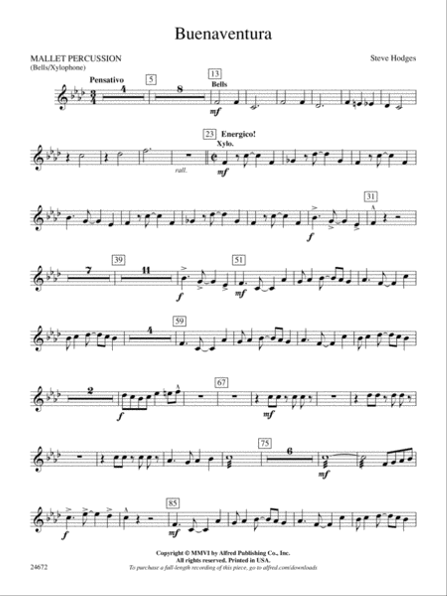 Buenaventura: Mallets Concert Band scores gallery preview page 1