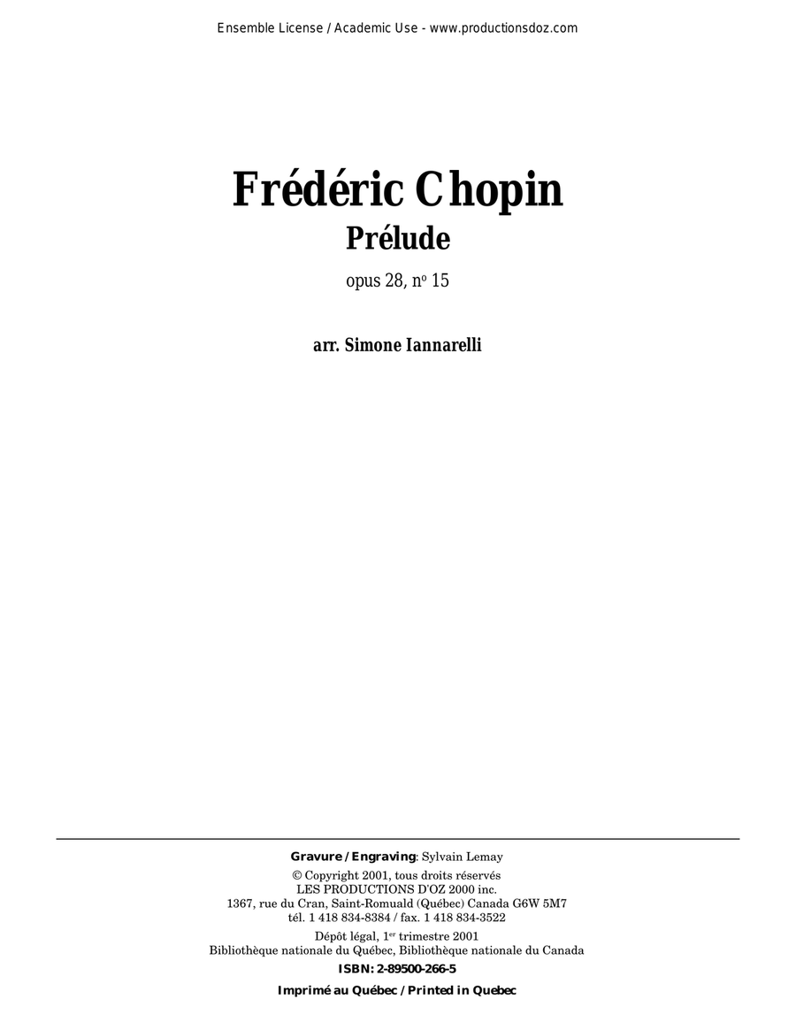 Prélude, opus 28, no 15 Classical Guitar scores gallery preview page 1