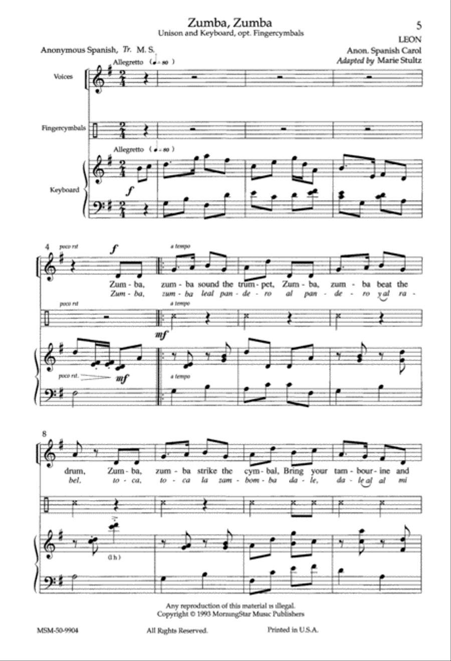 Zumba, Zumba Unison Choir scores gallery preview page 5