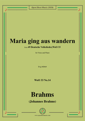 Book cover for Brahms-Maria ging aus wandern,WoO 33 No.14,in g minor,for Voice and Piano