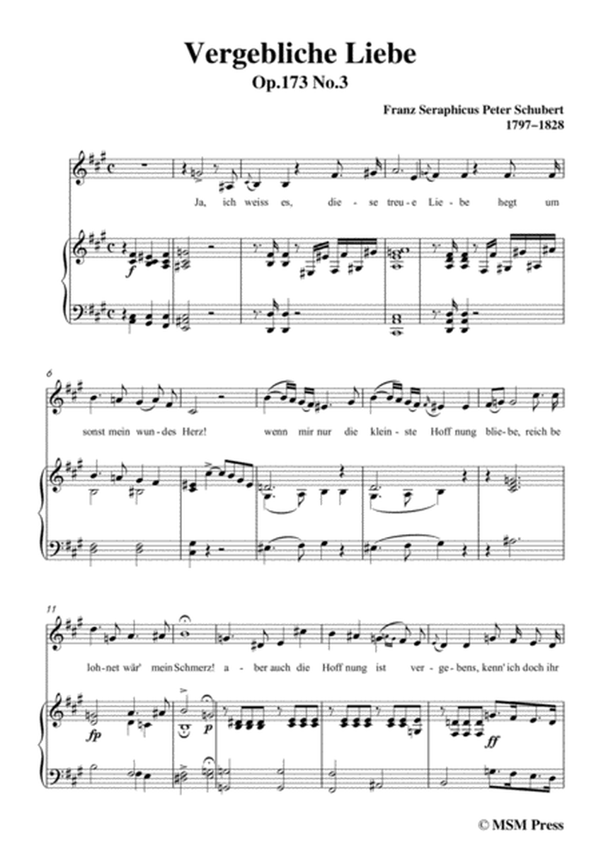 Schubert-Vergebliche Liebe,Op.173 No.3,in f sharp minor,for Voice&Piano image number null
