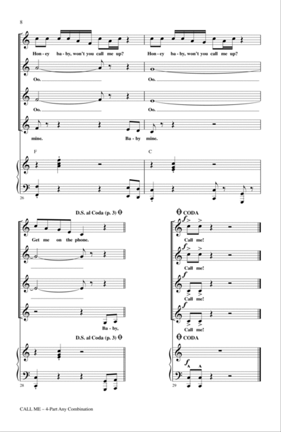 Call Me Call Me 4-Part scores gallery preview page 6