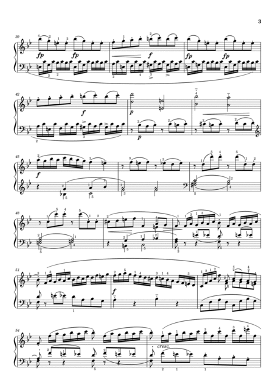 Mozart - Piano Sonata No.13 in B-flat major, K.333 1st Mov - Original With Fingered - For Piano Solo Piano Solo scores gallery preview page 3