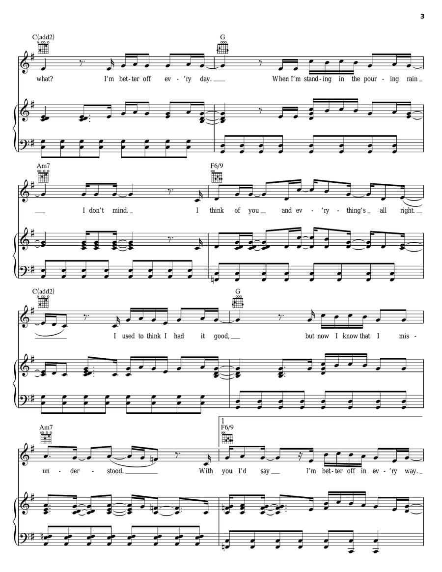 Better Off Better Off Piano, Vocal, Guitar scores gallery preview page 3