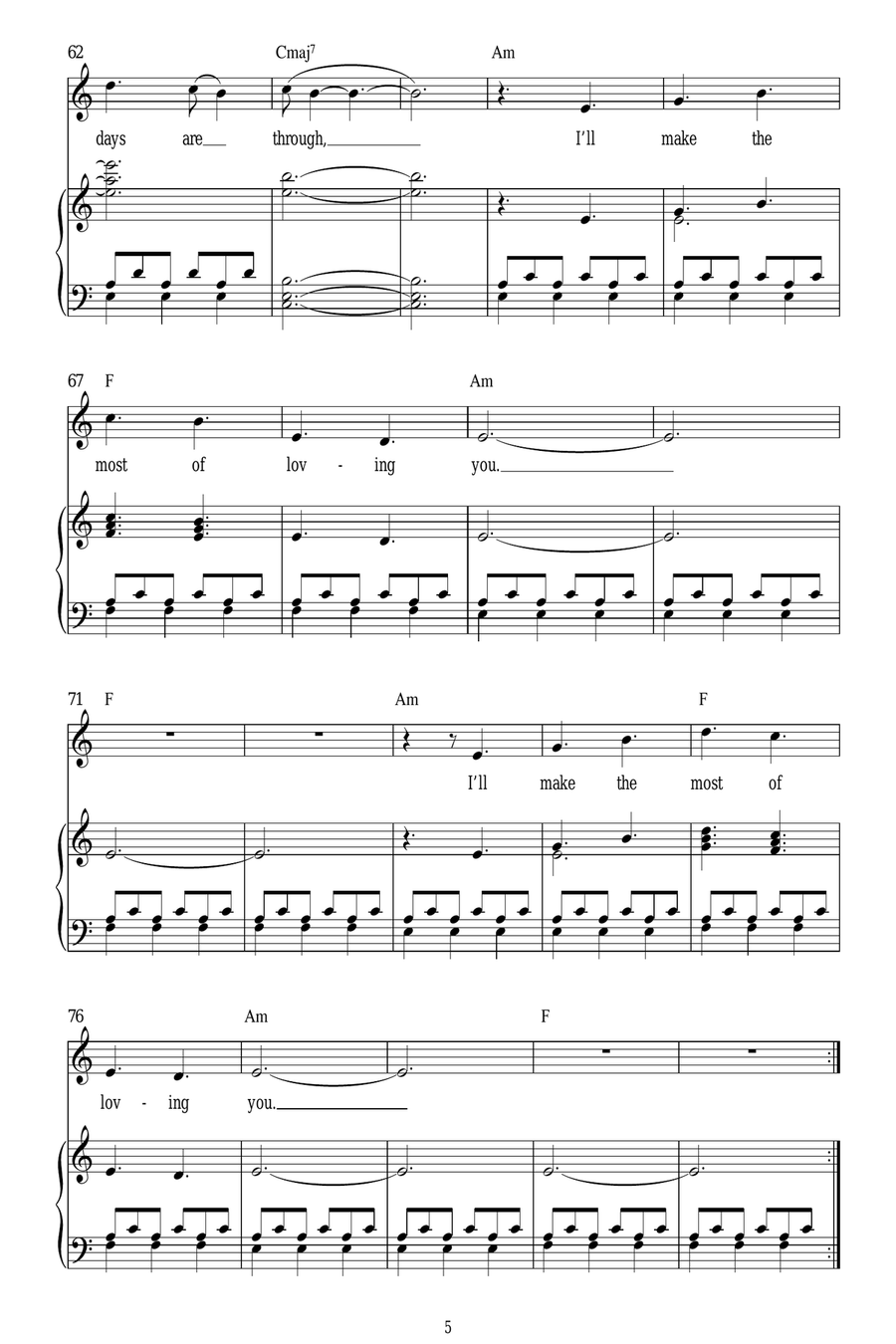 Did I Make The Most Of Loving You Piano Solo scores gallery preview page 5