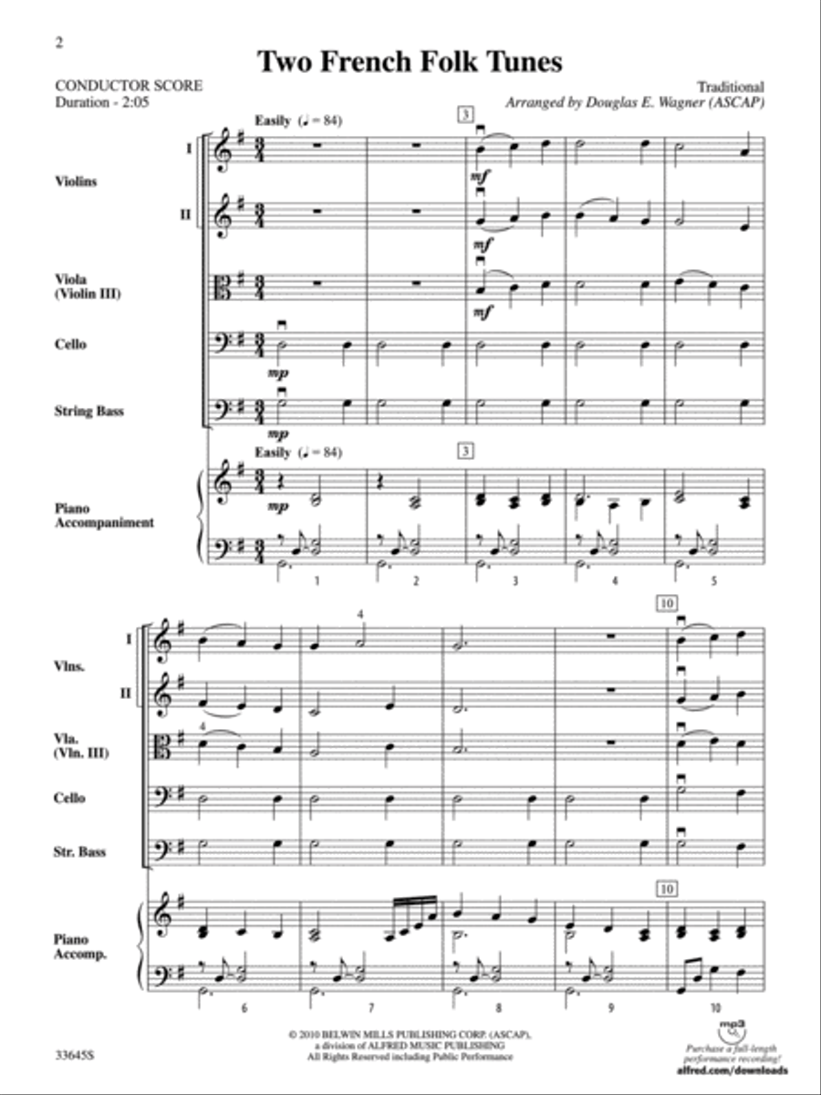 Two French Folk Tunes String Orchestra scores gallery preview page 2