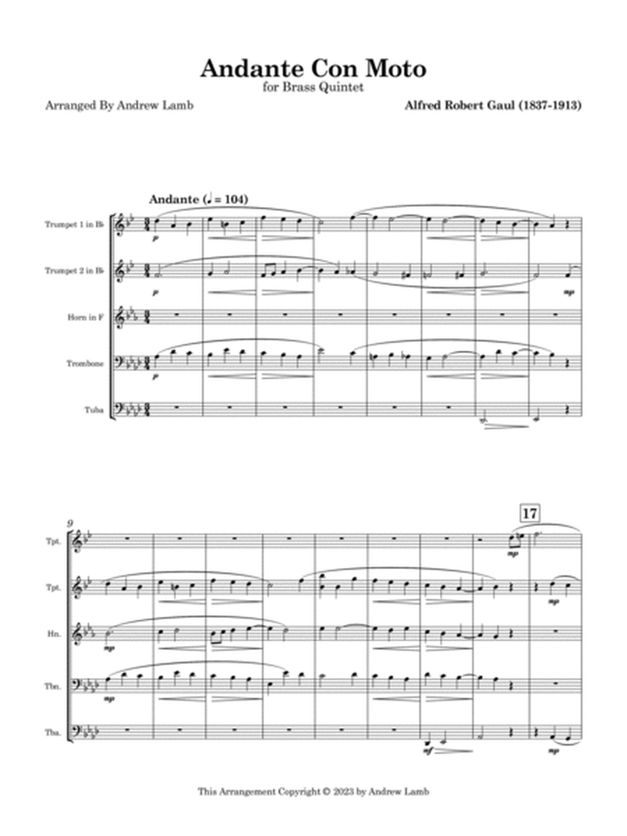 Alfred Robert Gaul | Andante Con Moto (arr. for Brass Quintet) image number null