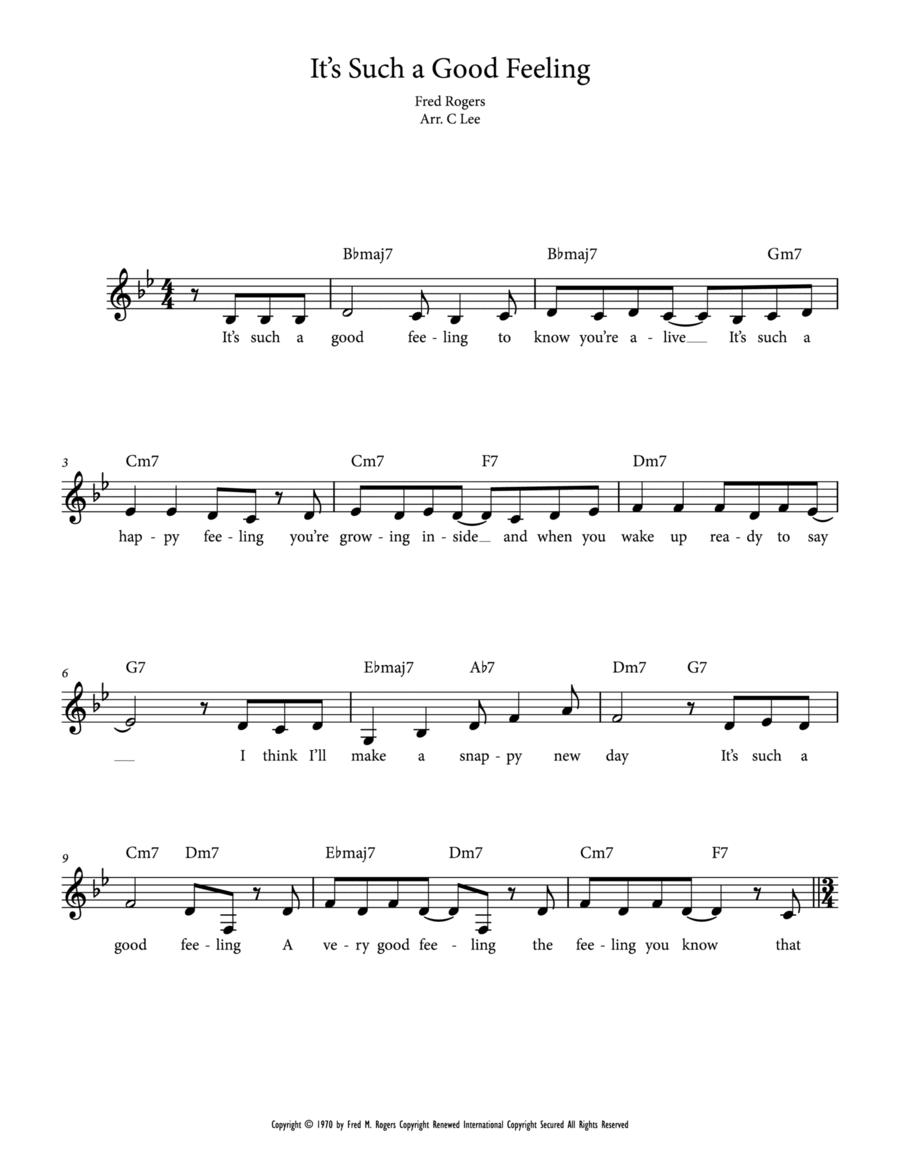 It's Such A Good Feeling It's Such A Good Feeling Piano scores gallery preview page 1