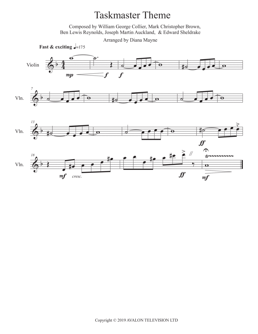 Taskmaster Theme Violin Solo scores gallery preview page 1