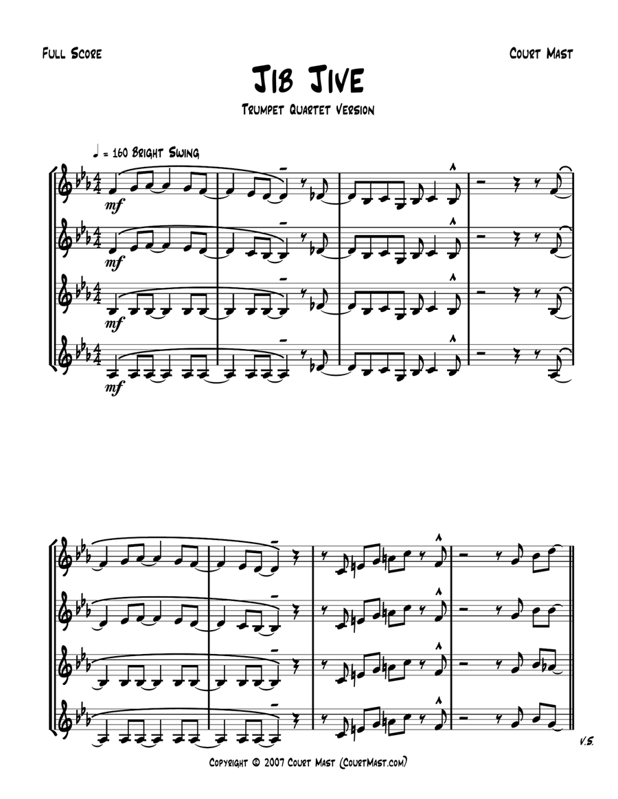 Jib Jive - Jazz Trumpet Quartet Jazz Ensemble scores gallery preview page 1