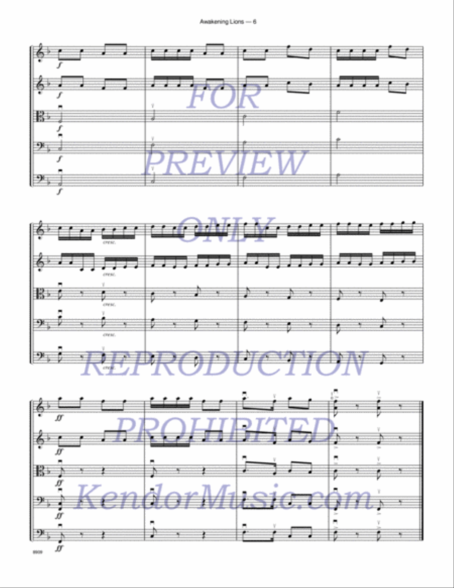 Awakening Lions (traditional Canton music) String Orchestra scores gallery preview page 7