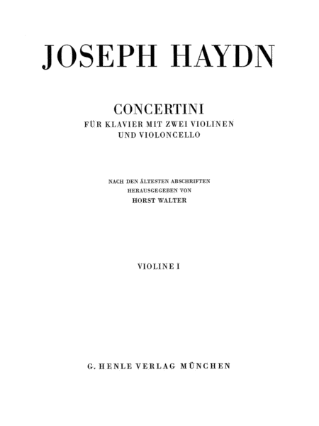 Concertini for Piano (Harpsichord) with Two Violins and Violoncello
