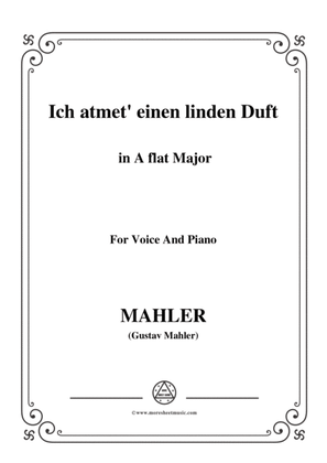 Book cover for Mahler-Ich atmet' einen linden Duft in A flat Major,for Voice and Piano
